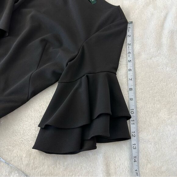 Lauren Ralph Lauren black ruffle‎ sleeve sheath dress size 4 - Picture 8 of 8